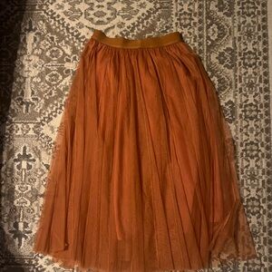 Rust Maxi Tulle Skirt with Elastic Waistband